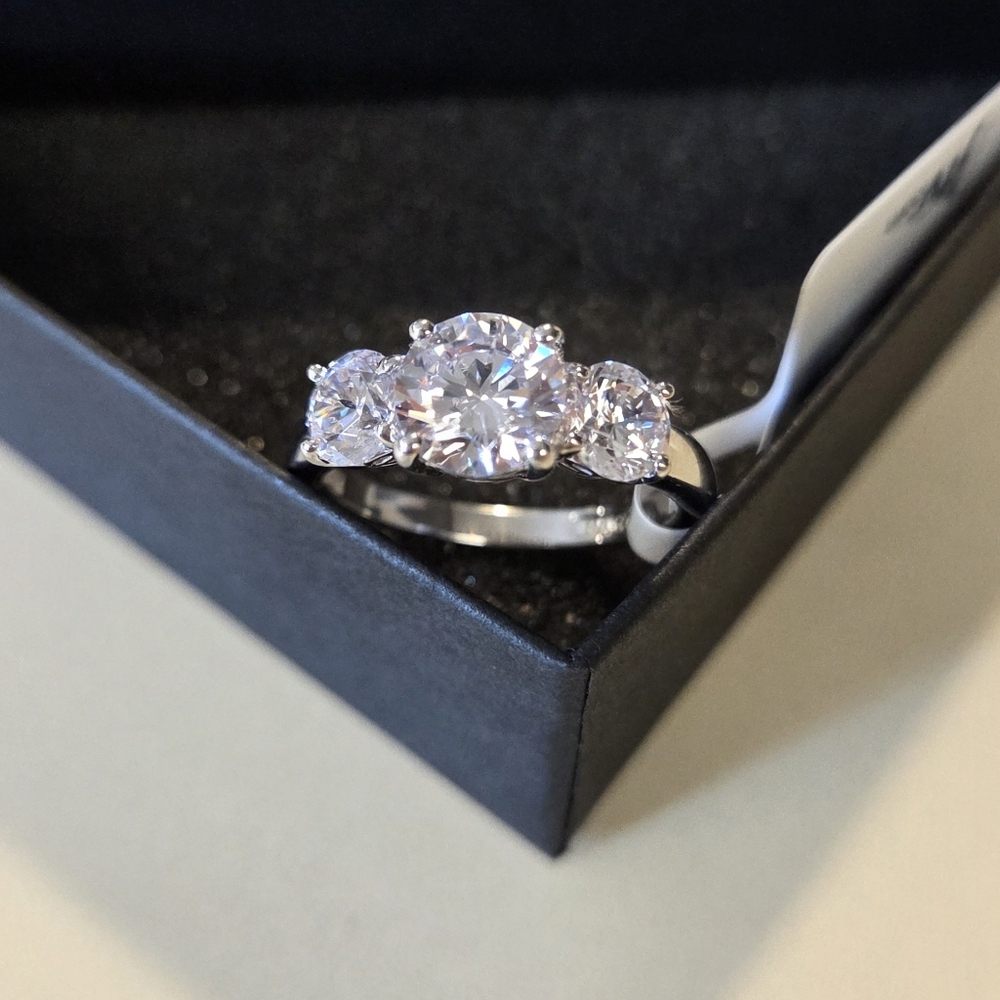 JTV Silver Three-Stone Ring